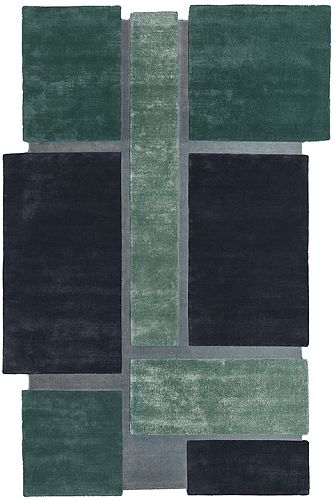 Art Deco designer Green / Blue vloerkleed