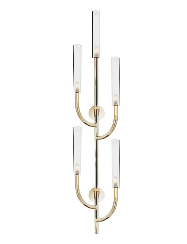 Zachtgouden Wandlamp met Transparante Pyrex Glazen Kappen