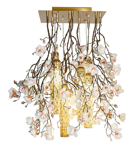 Magnolia wit-gouden kroonluchter
