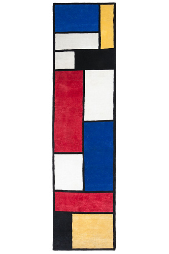 Mondriaan loper handgeweven vloerkleed