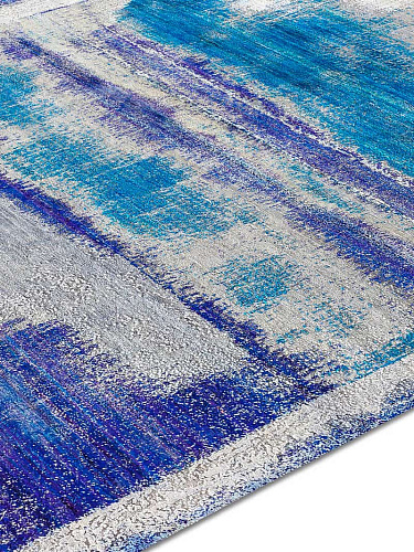 Blue Mix handgemaakte luxe vloerkleed