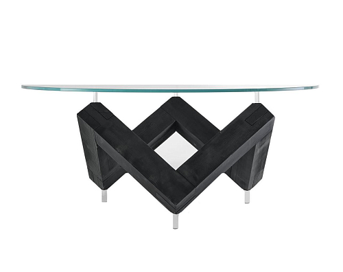 Houten Tafel met Glazen Blad