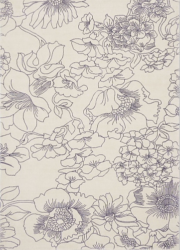 Linear floral blauw tapijt