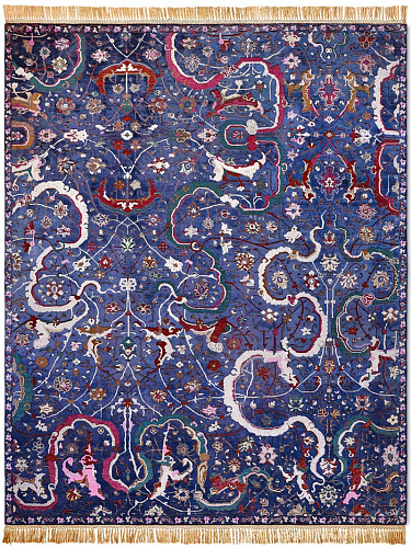 Tabriz Navy Blue luxe vloerkleed