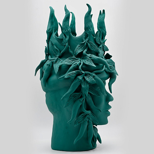 Moor's Head donkergroene sculptuur