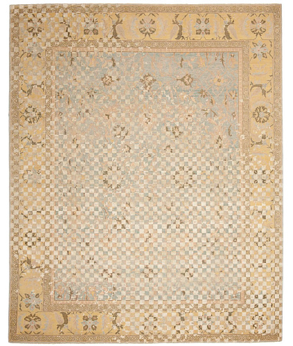 Ziegler prince checker raved blauw grijs zijde vloerkleed