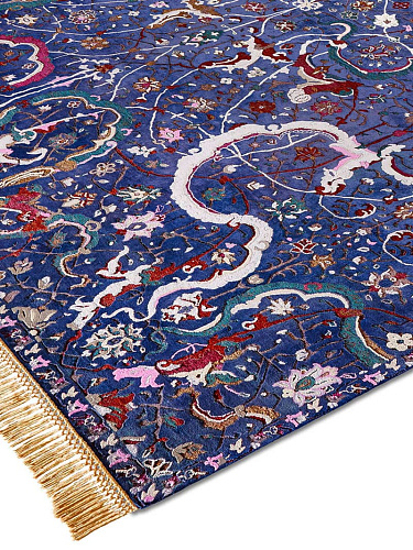 Tabriz Navy Blue luxe vloerkleed