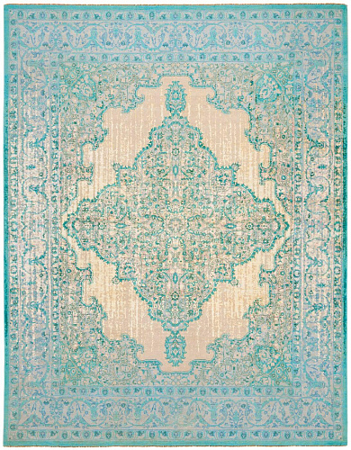 Tabriz fashion double vendetta aqua roze vloerkleed
