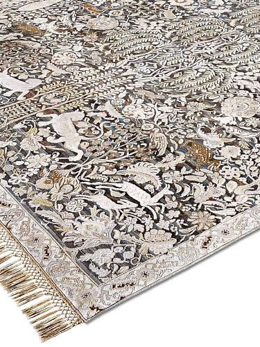 Goud / grijs handgemaakte luxe tapijt