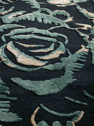 Donkere bloem designer vloerkleed