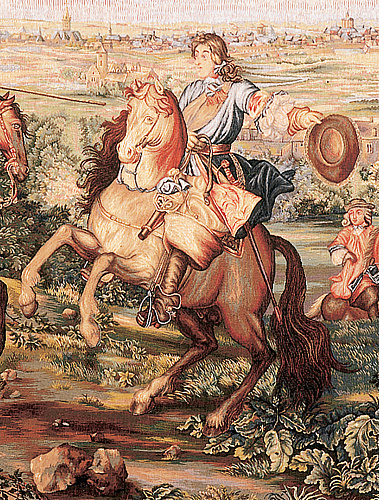 The Capture of Lille wandtapijt met ornamenten