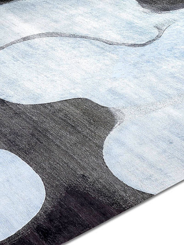 Blauw handgemaakte luxe vloerkleed