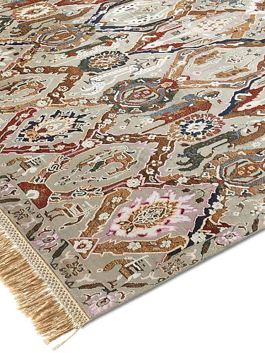 KavaBagh grijs / groen handgemaakte luxe vloerkleed