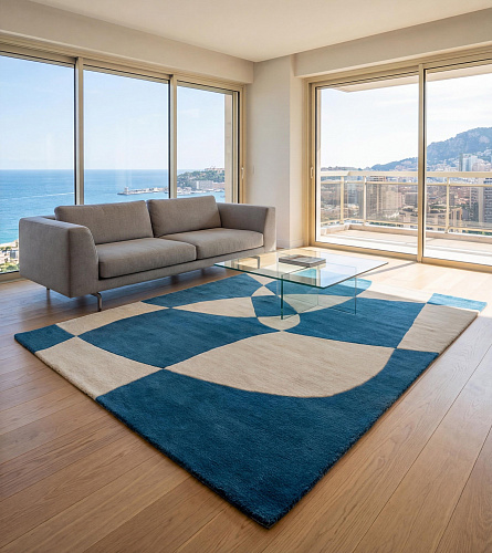 Rotating Forms Blue luxe vloerkleed