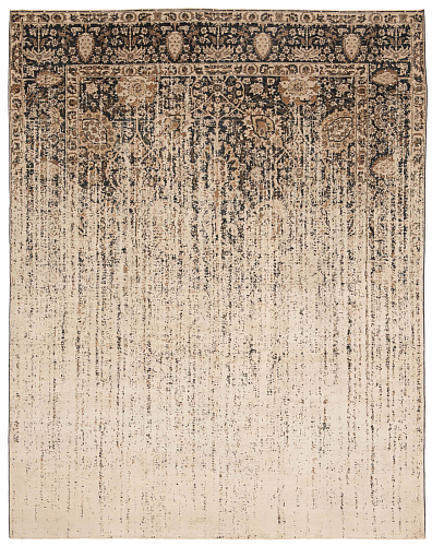Tabriz riverside vendetta zwart beige zijde vloerkleed