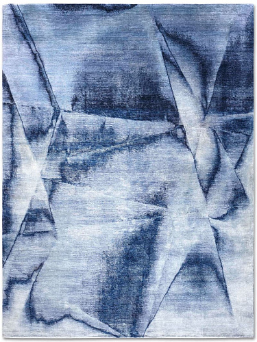 Marineblauw handgeknoopt vloerkleed