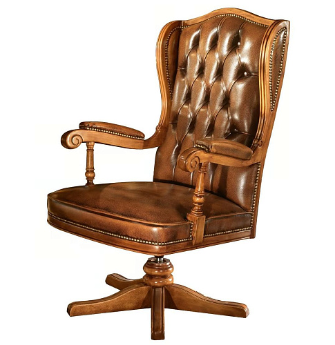 Premium draaibare leren fauteuil