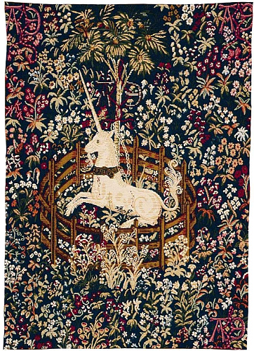 Captive Blue Unicorn wandtapijt zonder rand