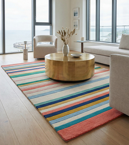 Striped Spectrum Blue design vloerkleed