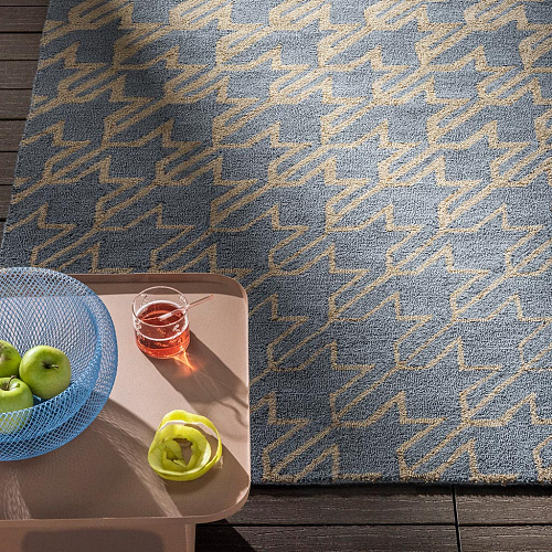 Houndstooth gewassen blauw outdoor vloerkleed
