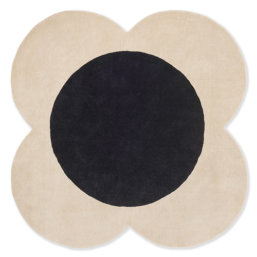 Flower spot ecru/zwart designer wol vloerkleed
