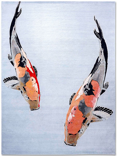 Fish Orange luxe handgeknoopt vloerkleed