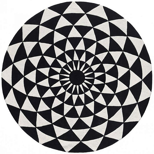 Black & White rond vloerkleed