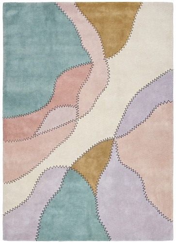 Pastel Collage Rose handgemaakt vloerkleed