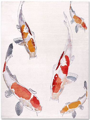 Fish Original on White luxe handgeknoopt vloerkleed