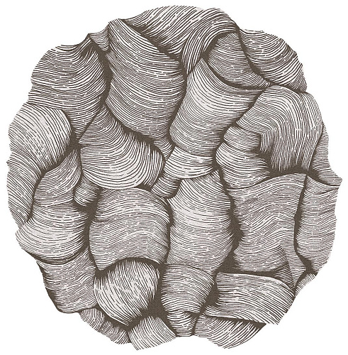 Designer rond taupe vloerkleed