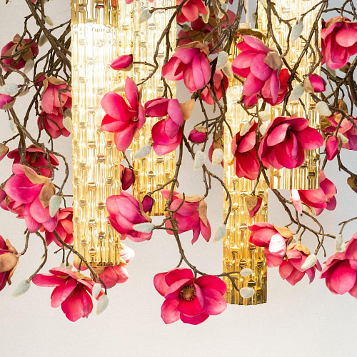 Magnolia vierkant gouden kroonluchter