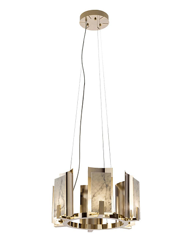 Carrara Marmer Ronde Kroonluchter in Gouden Afwerking