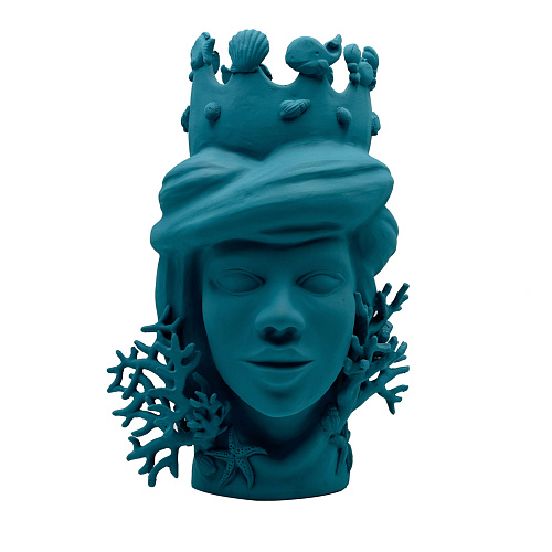 Moor's Head teal handgemaakte sculptuur