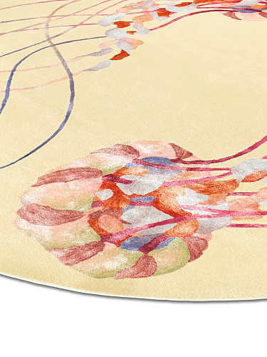 Jellyfish rond handgeknoopt vloerkleed