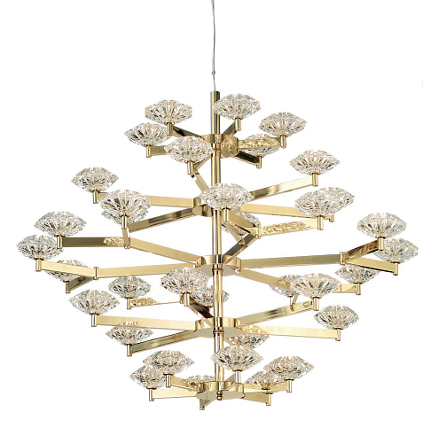 Art Deco Gouden Kristallen Kroonluchter