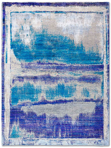 Blue Mix handgemaakte luxe vloerkleed