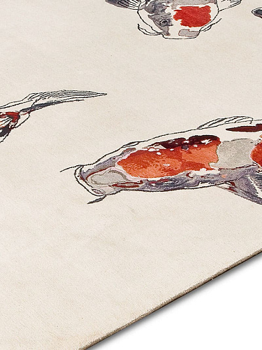 Fish Original on White luxe handgeknoopt vloerkleed