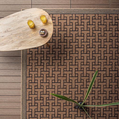 Monogram bruin outdoor vloerkleed