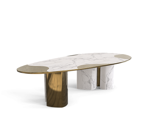 Athena Carrara marmer en patina eettafel