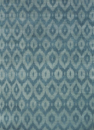 Ikat handgeknoopt wol blauw vloerkleed