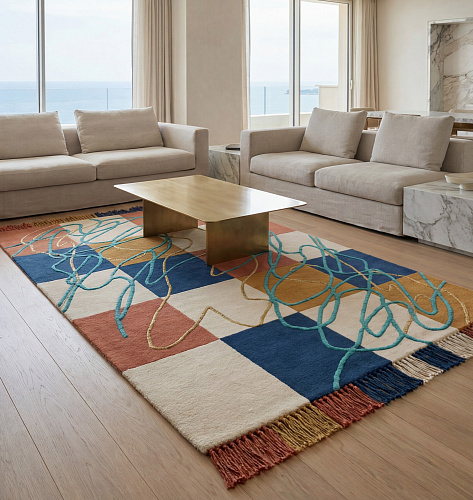 Patchwork Rhythm handgemaakt vloerkleed