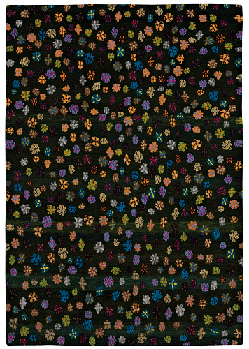 Little flowers donkergroen vloerkleed