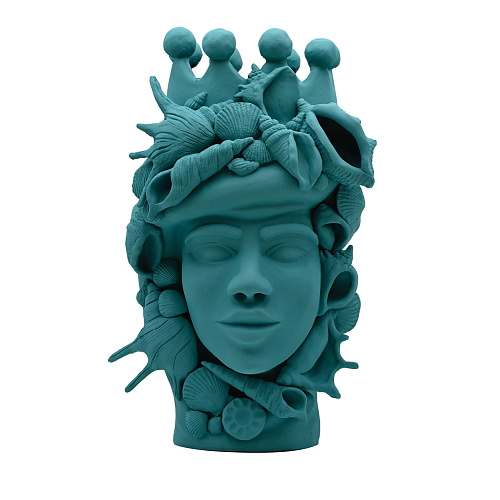 Moor's Head teal handgemaakte sculptuur