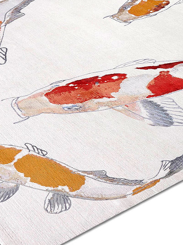 Fish Original on White luxe handgeknoopt vloerkleed