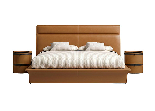 Modern leren bed met hoofdbord