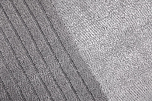 Handgeknoopt grijs kader wol & viscose vloerkleed