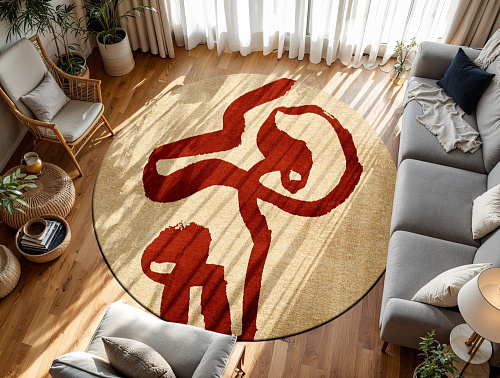 Imperial Red rond vloerkleed