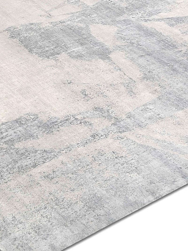 Grijs / beige handgeknoopt vloerkleed