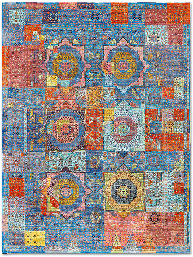 Cosmic Blue handgeknoopt vloerkleed