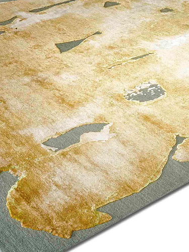 Mono goud luxe handgeknoopt vloerkleed